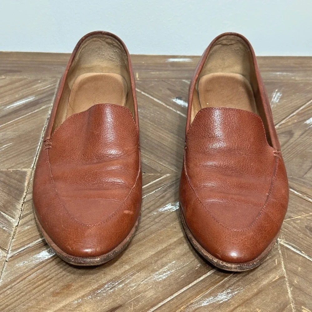 Madewell The Frances Loafer Pecan Brown Leather Pointed Toe Flat H2419 Women 8.5